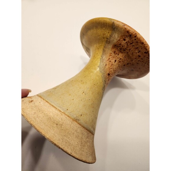 Handmade Ceramic Candle Holder Pottery Signed Artisan Rustic Design Vintage - Picture 8 of 14